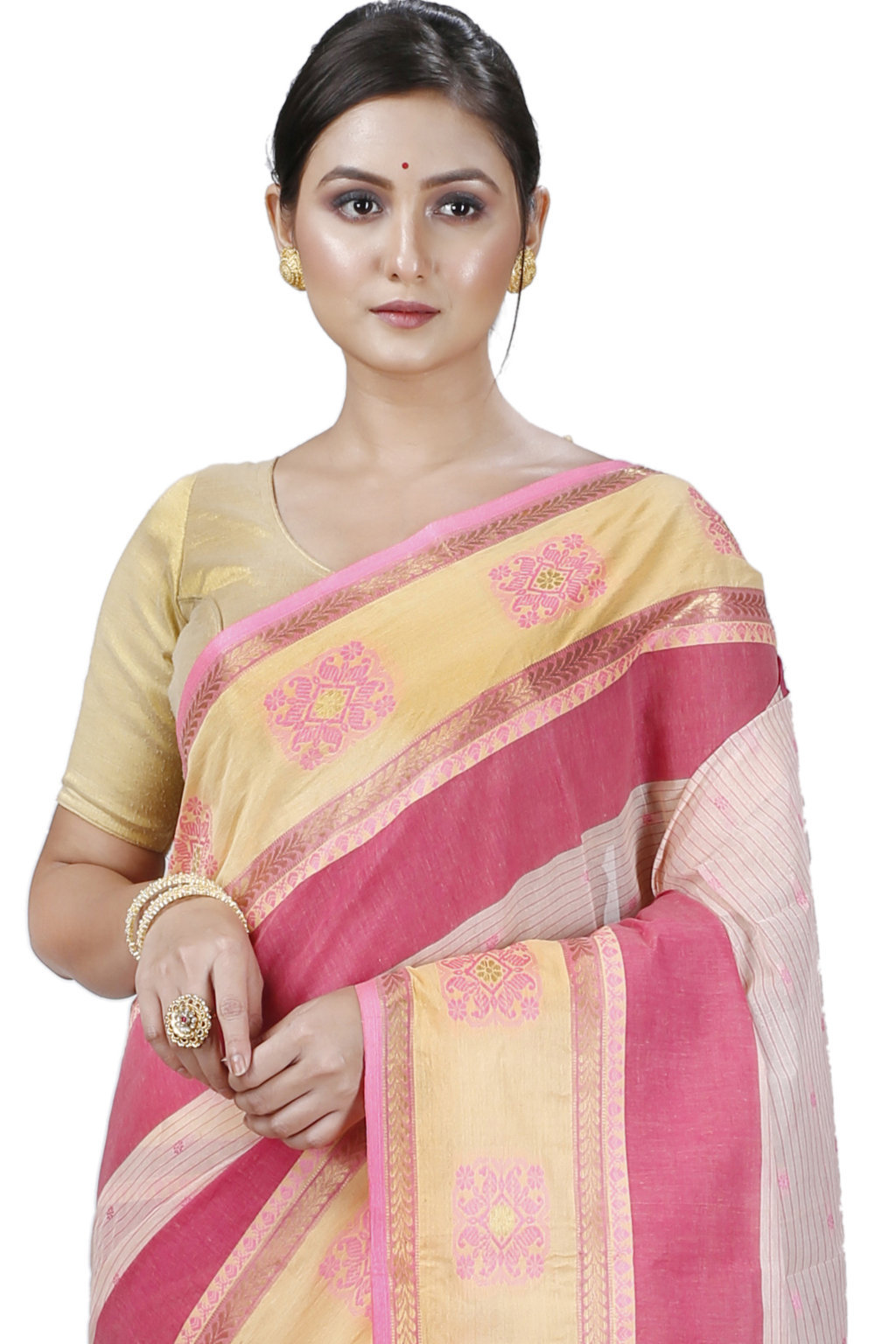Red Pure Cotton Uma Tant Saree (1143)